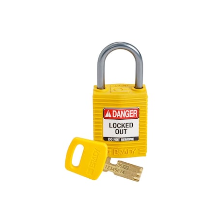 Brady Padlock, Keyed Different, Nylon, Yellow CPT-YLW-25AL-KD